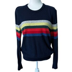 GAP Merino Wool Rainbow Striped Crew Neck Pullover Sweater Men Small